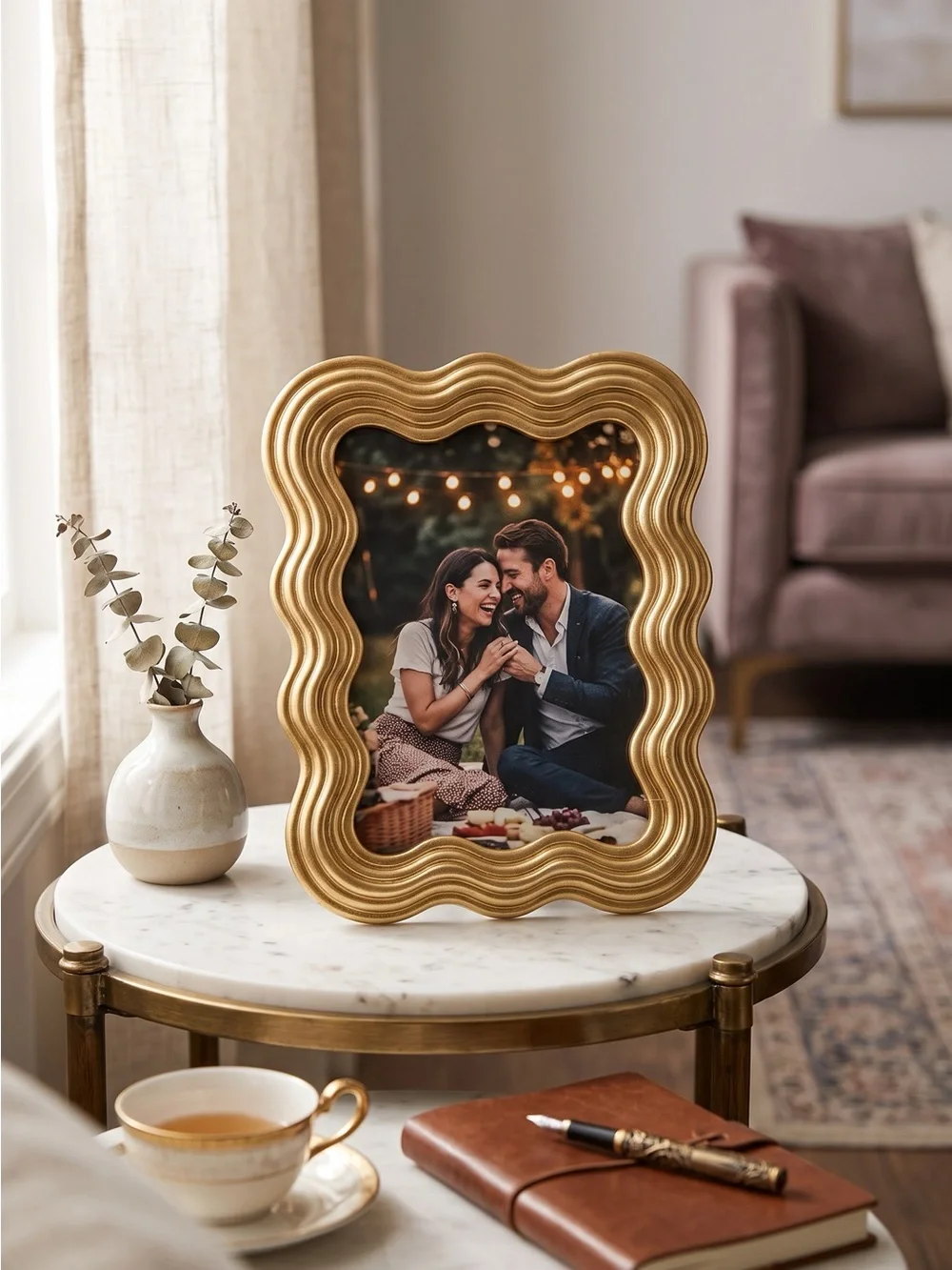 Tahari Gold Wavy Edge Photo Frame